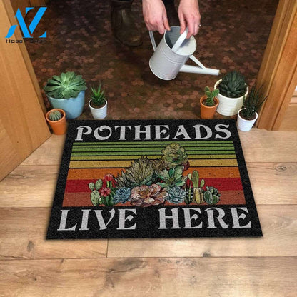 Retro Potheads Live Here Succulent Doormat | Welcome Mat | House Warming Gift