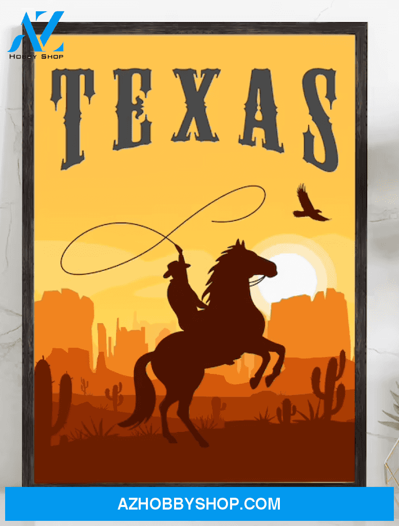 Retro Style Travel Poster, Texas Vintage Rustic Poster Print, Home Wall Art