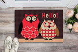 Retro Vintage Owl Family Hello Doormat Welcome Mat