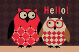 Retro Vintage Owl Family Hello Doormat Welcome Mat