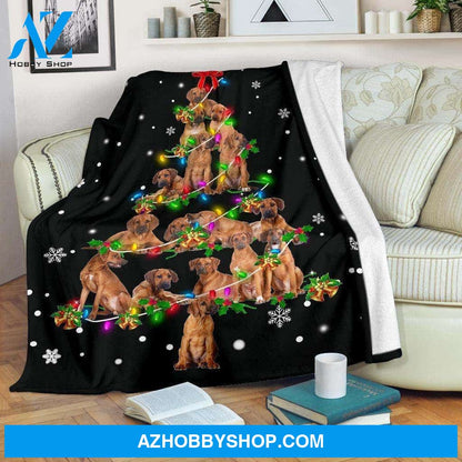 Rhodesian Ridgeback Dog Christmas Tree Funny Noel Blanket Gift For Dog Lovers Birthday Gift Home Decor Bedding Couch Sofa Soft and Comfy Cozy
