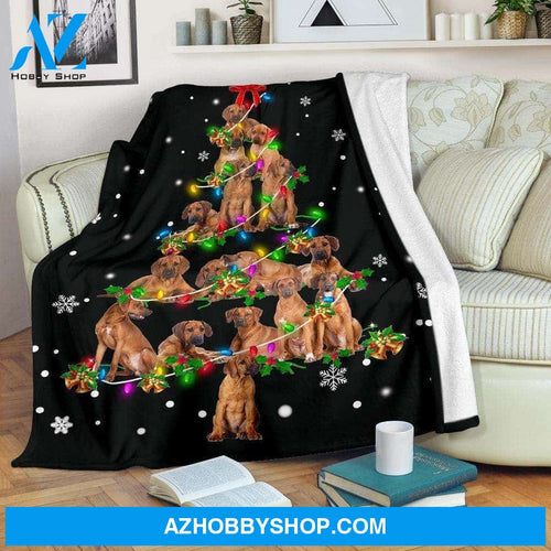 Rhodesian Ridgeback Dog Christmas Tree Funny Noel Blanket Gift For Dog Lovers Birthday Gift Home Decor Bedding Couch Sofa Soft and Comfy Cozy