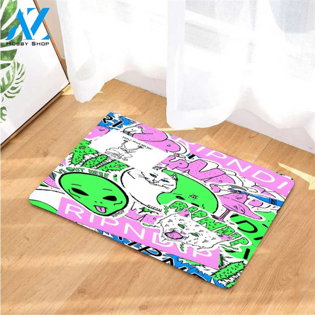 rip n dip aliens and cats doormats