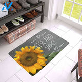 Rise And Shine Sunflower Easy Clean Welcome DoorMat | Felt And Rubber | DO3060