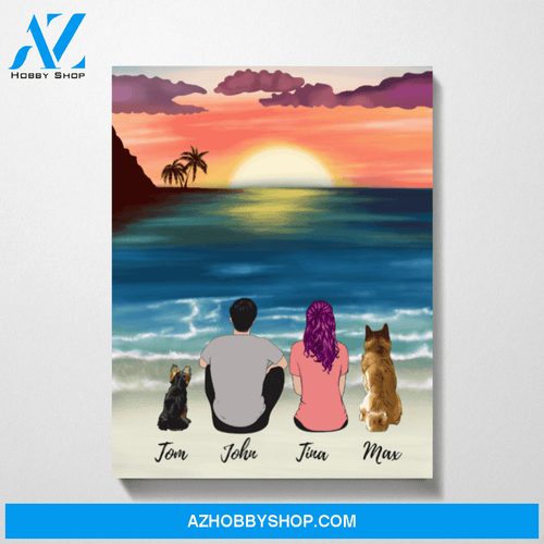 Rising Sun Couple and DogsPremium Canvas