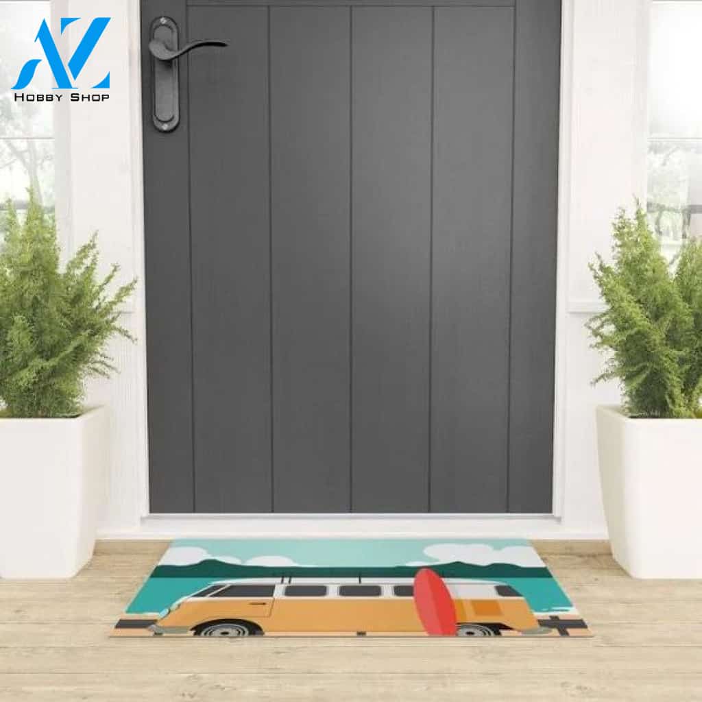 Road Trip On Van Vehicle Doormat Indoor And Outdoor Mat Entrance Rug Sweet Home Decor Housewarming Gift Gift For Van Lovers Gift for Friend Family Birthday New Home