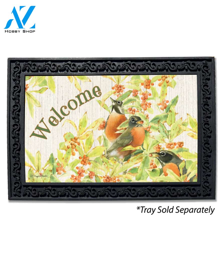 Robins and Berries Doormat - 18" x 30"