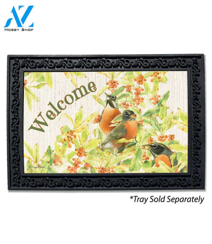Robins and Berries Doormat - 18" x 30"