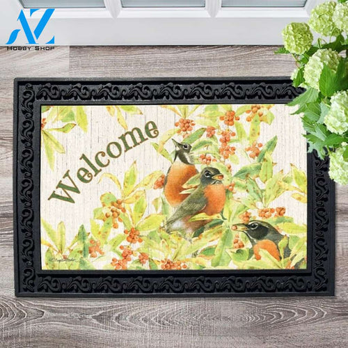 Robins and Berries Doormat - 18" x 30"