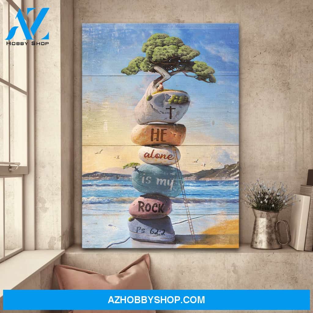 Rock cairn - He alone is my rock - Jesus Portrait Canvas Prints, Wall Art