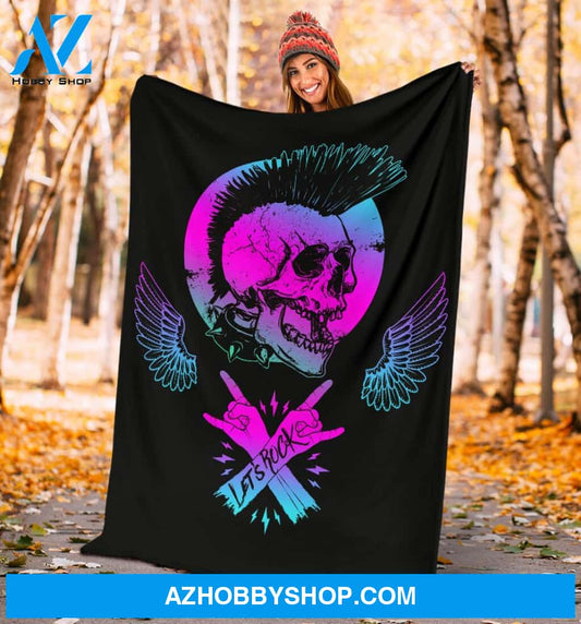 Rock On Skull Fleece Blanket