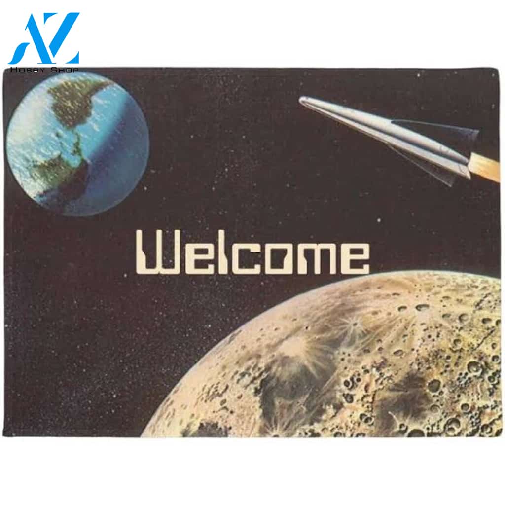 Rocket Ship Over the Moon Vehicle Doormat Indoor And Outdoor Mat Entrance Rug Sweet Home Decor Housewarming Gift Gift for Friend Family Birthday New Home