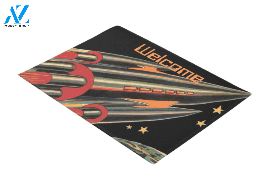 Rocket Ship Vehicle Doormat Indoor And Outdoor Mat Entrance Rug Sweet Home Decor Housewarming Gift Gift for Friend Family Birthday New Home