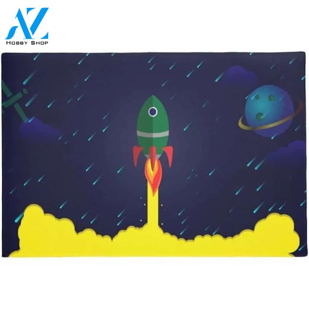 Rocket Spaceship Astrology Astronaut Doormat Welcome Mat House Warming Gift Home Decor Funny Doormat Gift Idea