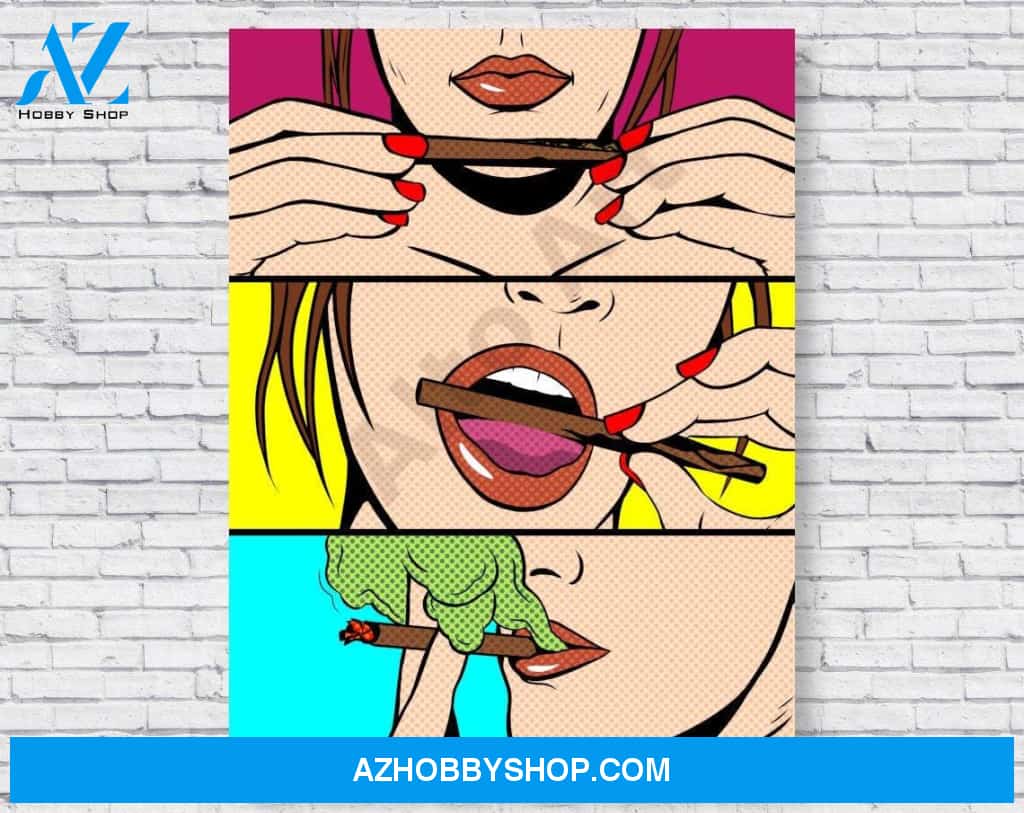 Roll Lick Smoke Blunt Canvas And Poster, Canvas Painting, Wall Decor Visual Art