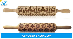 Rolling Pin Christmas Embossing Reindeersnowflake35Cm