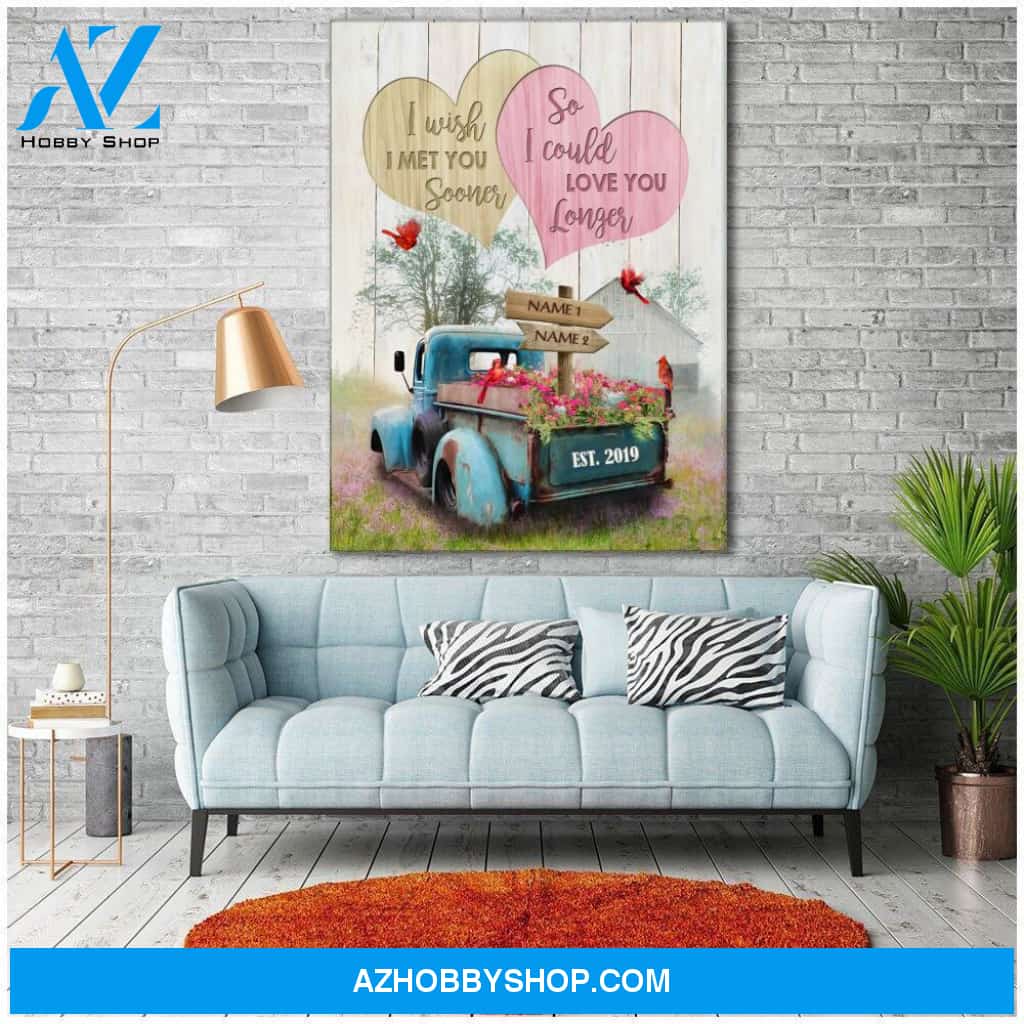 Romantic Blue Truck FarmhouseFarmer Customized Poster & Canvas