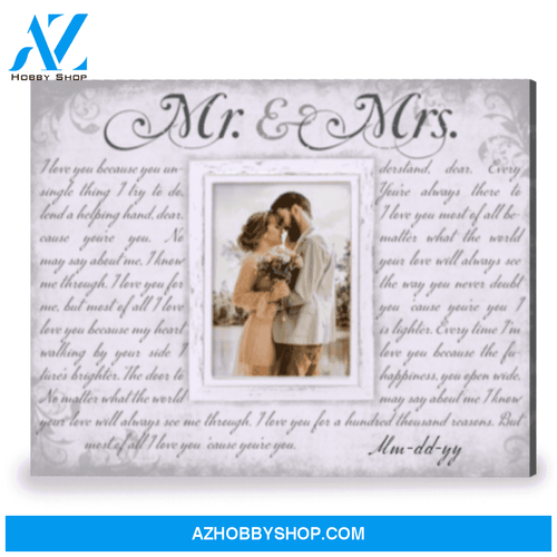 Romantic Mr and Mrs Gift Custom Any Song Lyrics On Canvas Wall Art