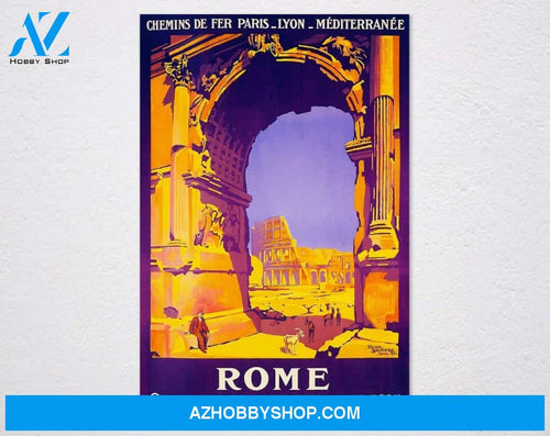 Rome Ruins Colosseum Arch of Constantine Roma Italy Travel Tourism Vintage Retro Poster, Vintage Advertising, Wall Art Poster, Art Canvas