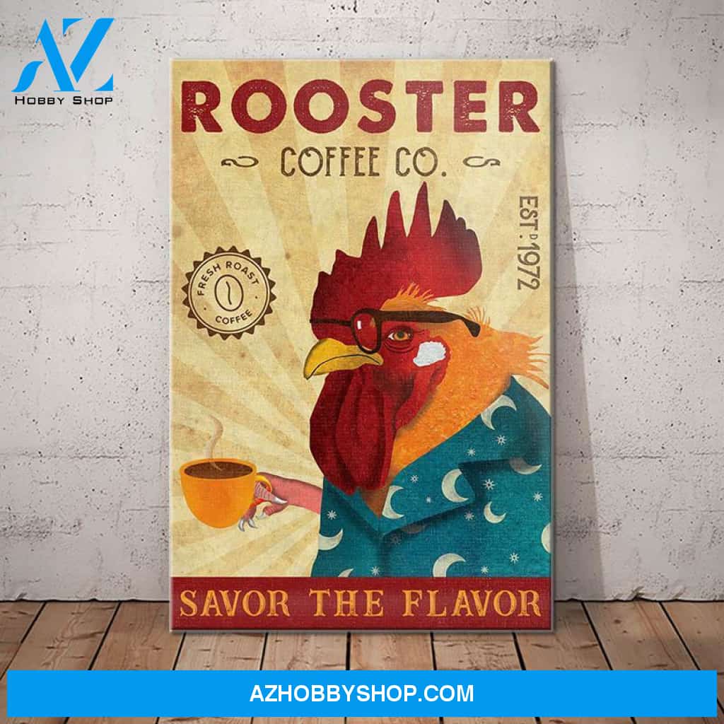 Rooster Coffee Company Canvas Wall Art, Wall Decor Visual Art