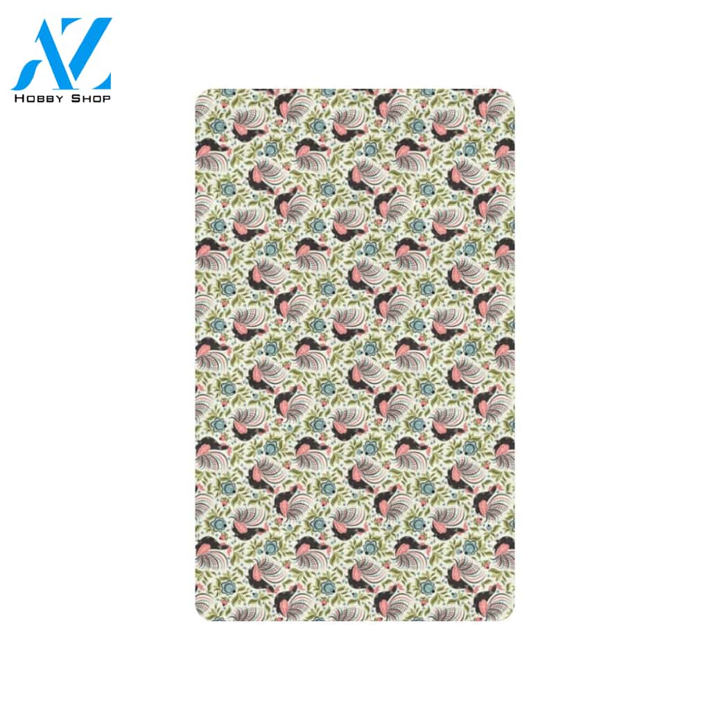 Rooster Print Design Rubber Doormat