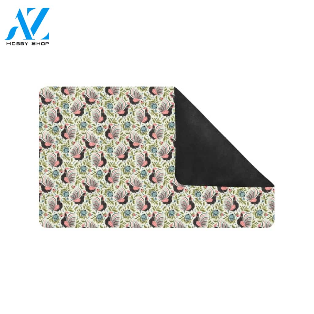 Rooster Print Design Rubber Doormat