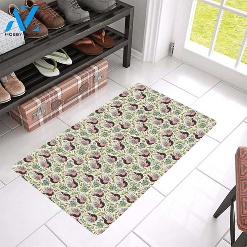 Rooster Print Design Rubber Doormat