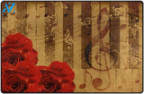 Rose Flowers And Music Notes Area Rug Doormat Welcome Mat Housewarming Gift Home Decor Funny Doormat Gift For Friend Birthday Gift