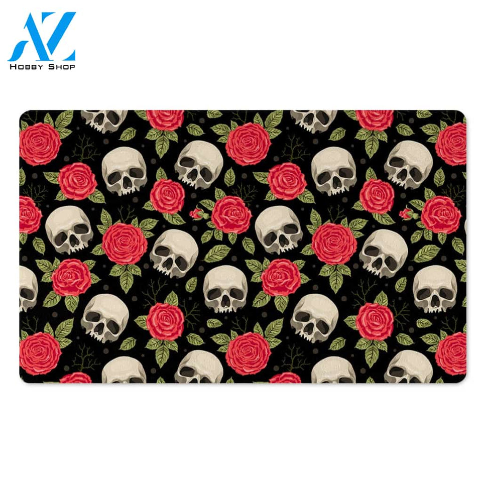 Rose Skull Door Mat