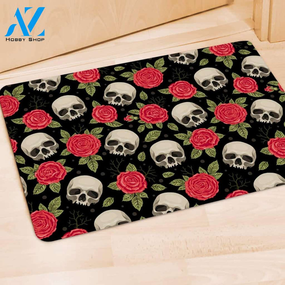 Rose Skull Door Mat