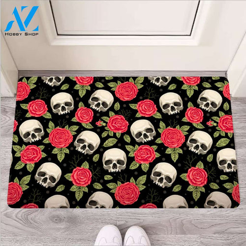 Rose Skull Door Mat