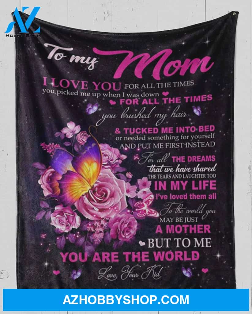 Personalized Rose To My Mom From Kids You Are The World Fleece Blanket Great Customized Gifts For Birthday Christmas Thanksgiving Mother's Day
