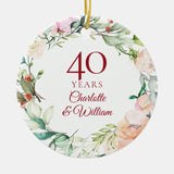 Roses Garland 40Th Ruby Wedding Anniversary Ceramic Ornament