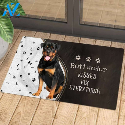 Rottweiler 2 Kisses Fix Everything Doormat
