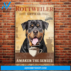 Rottweiler Dog Coffee Company Canvas Wall Art, Wall Decor Visual Art