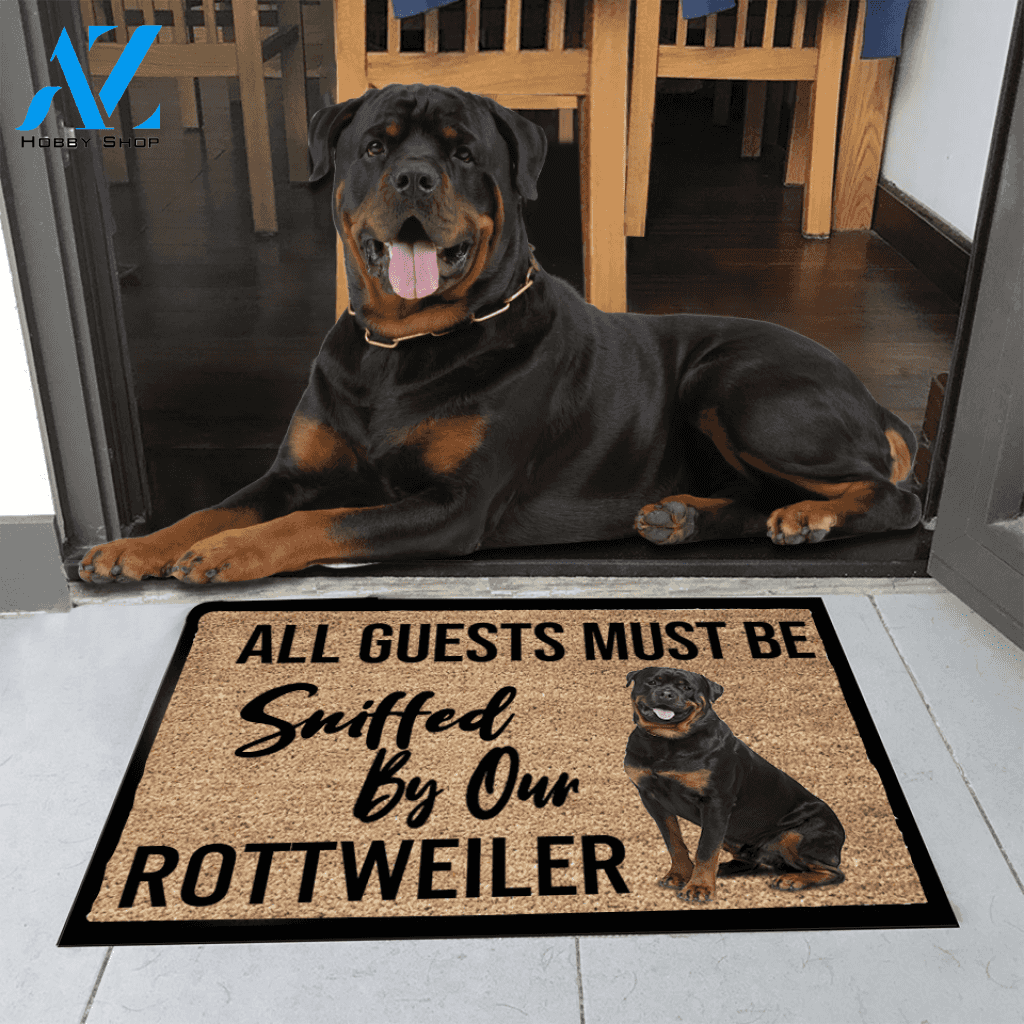 Rottweiler Dog Easy Clean Welcome DoorMat | Felt And Rubber | 40x60 cm | 45x75 cm | 60x90 cm | Colorful | DO1266
