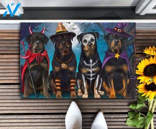 Rottweiler Dog Happy Halloween Day Doormat Welcome Mat Housewarming Gift Home Decor Gift For Dog Lovers Funny Doormat Gift Idea For Halloween