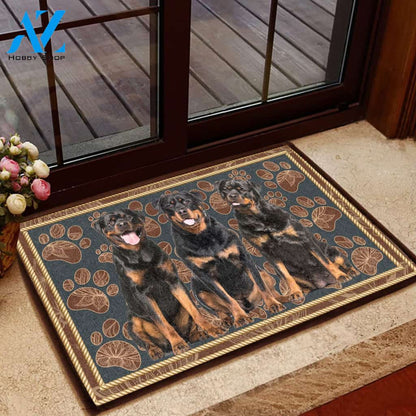 Rottweiler Flower Paw - Dog Doormat Welcome Mat House Warming Gift Home Decor Gift for Dog Lovers Funny Doormat Gift Idea