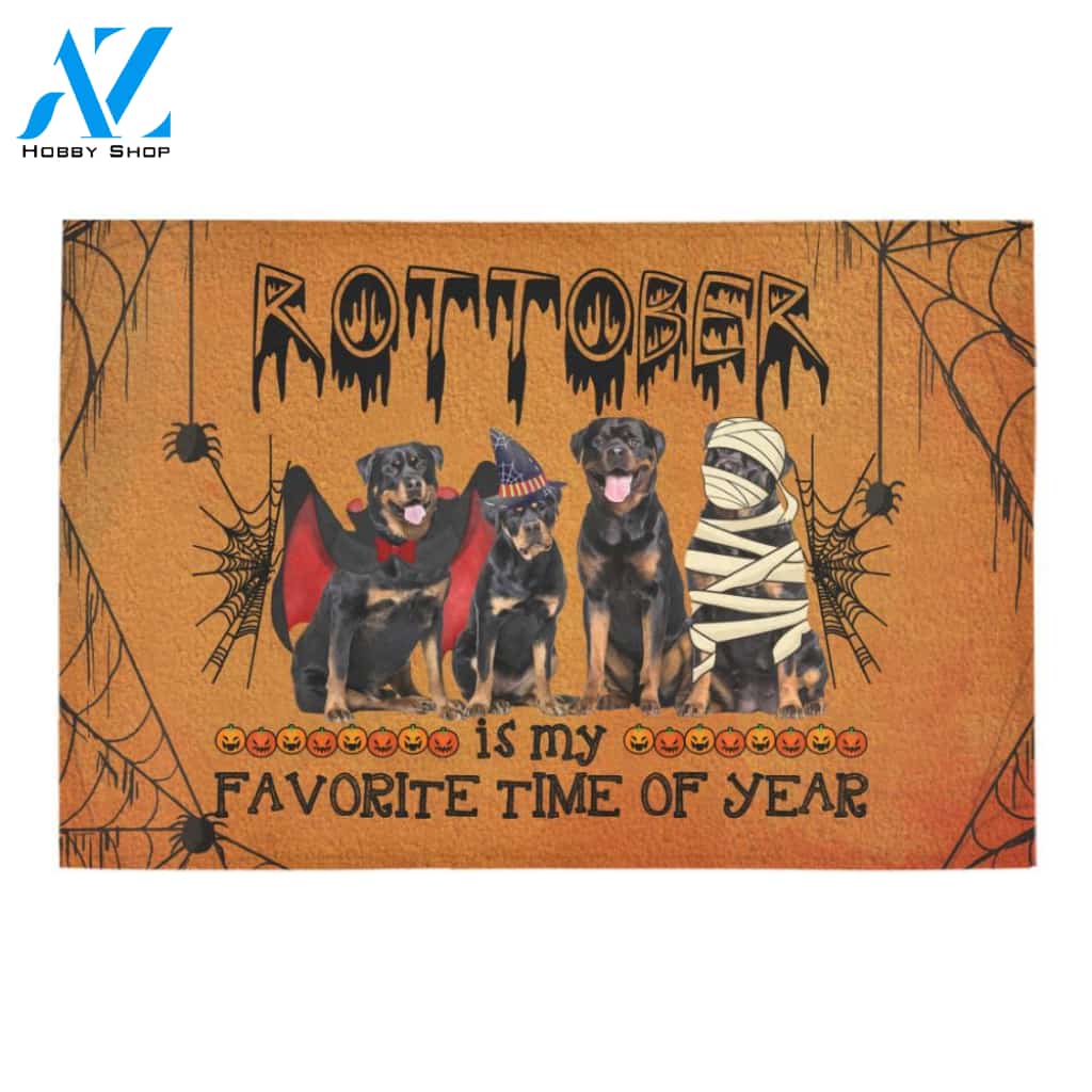 Rottweiler Halloween Indoor And Outdoor Doormat Gift For Rottweiler Dog lovers Gift For Friend Family Home Decor Warm House Gift Welcome Mat