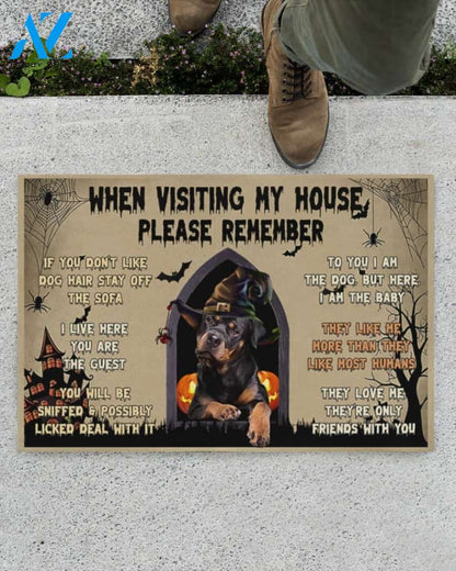 Rottweiler Halloween House Doormat When Visiting My House Please Remember Indoor And Outdoor Doormat Warm House Gift Welcome Mat Home Decor Gift For Rottweiler Lover Xmas
