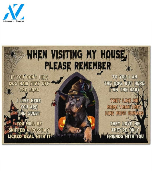 Rottweiler Halloween House Doormat When Visiting My House Please Remember Indoor And Outdoor Doormat Warm House Gift Welcome Mat Home Decor Gift For Rottweiler Lover Xmas