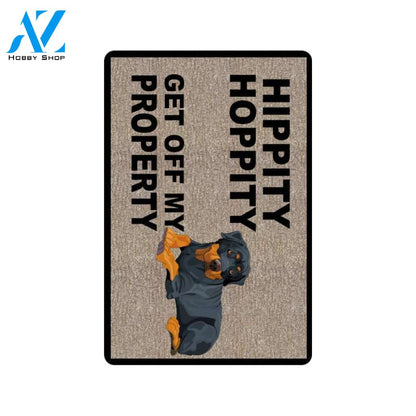 Rottweiler Hippity Hoppity Doormat 23.6"x15.7" (Made In USA) | Welcome Mat | House Warming Gift