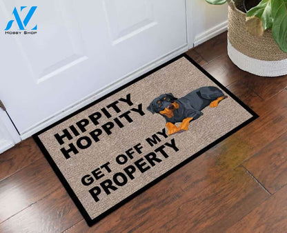 Rottweiler Hippity Hoppity Doormat 23.6"x15.7" (Made In USA) | Welcome Mat | House Warming Gift