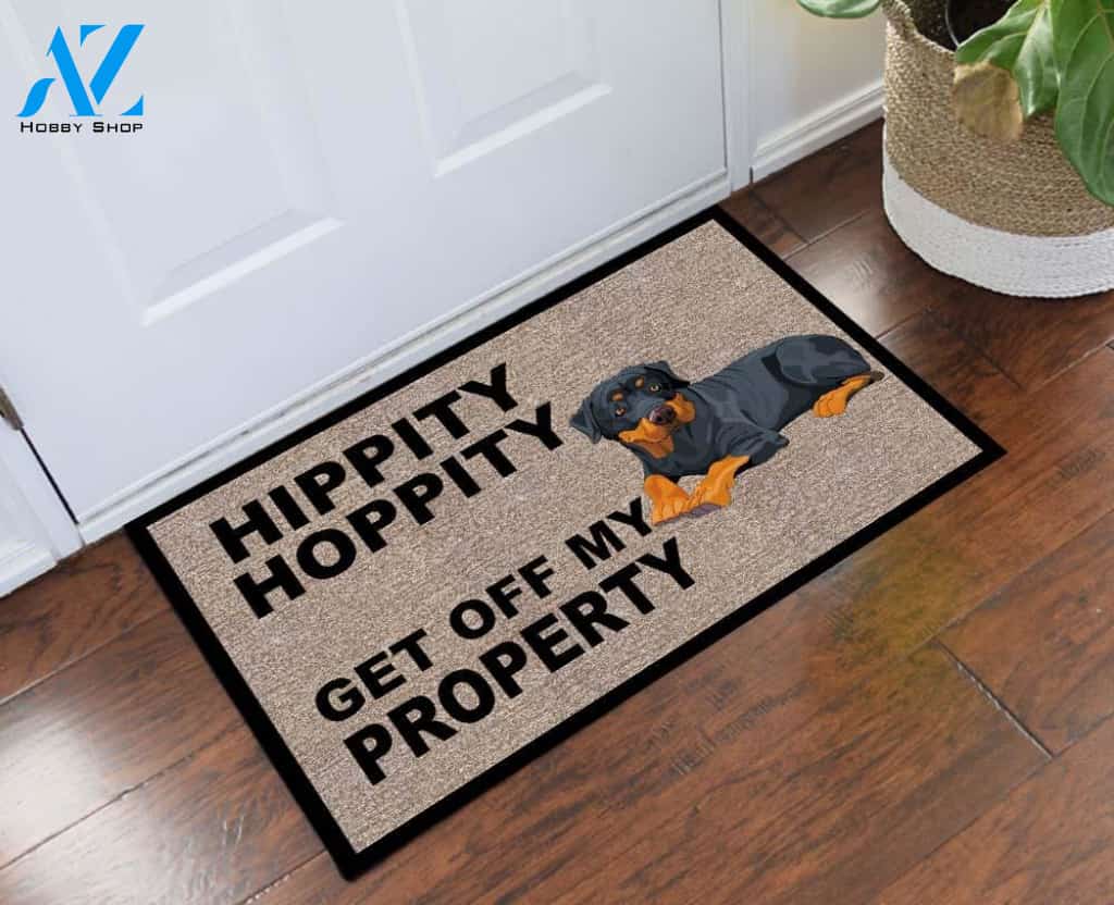 Rottweiler Hippity Hoppity Doormat 23.6