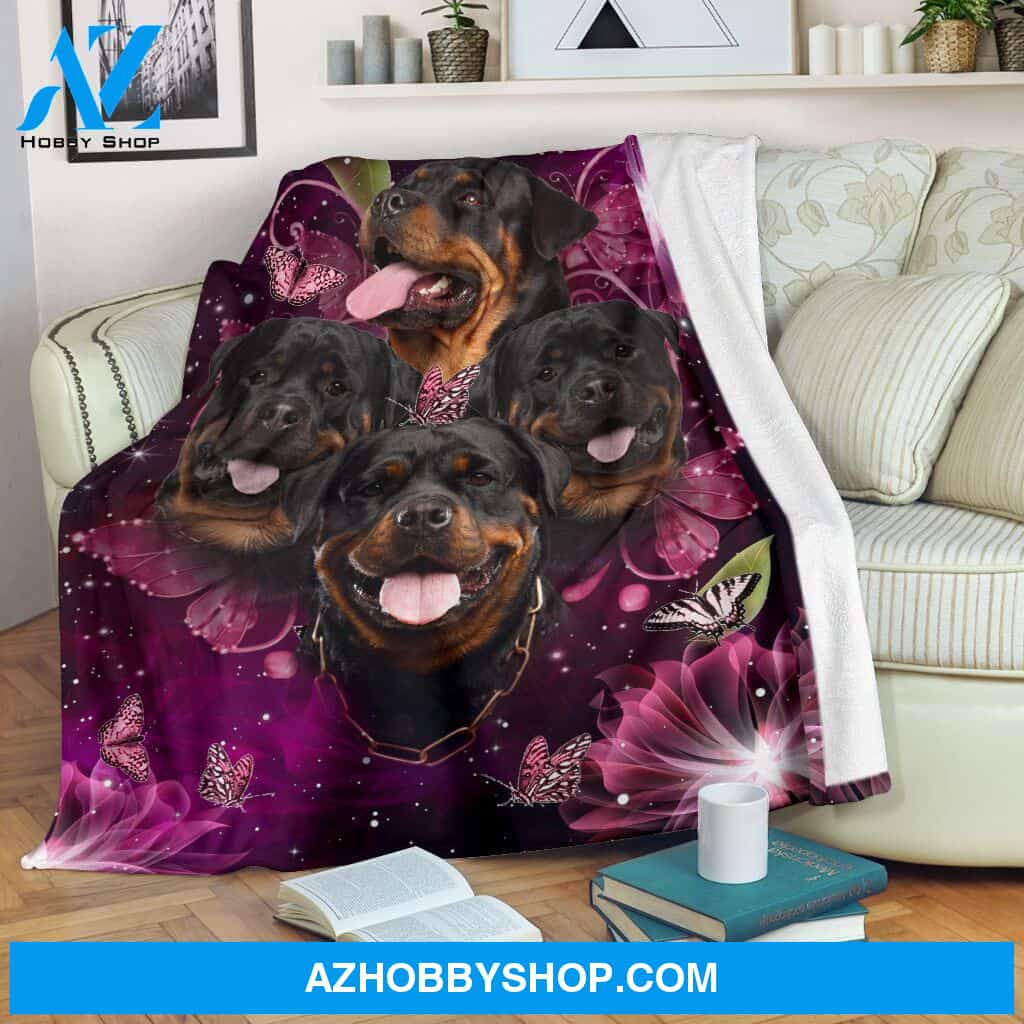 Rottweiler In Purple Pattern Blanket Kids Gift Ideas