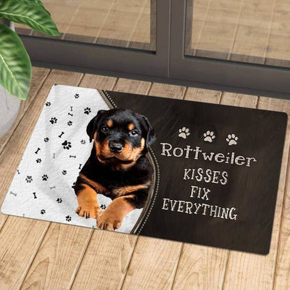 Rottweiler Kisses Fix Everything Doormat