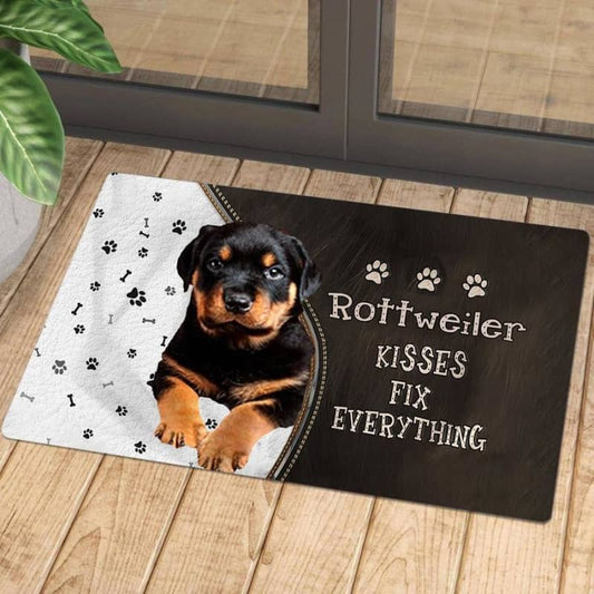 Rottweiler Kisses Fix Everything Doormat