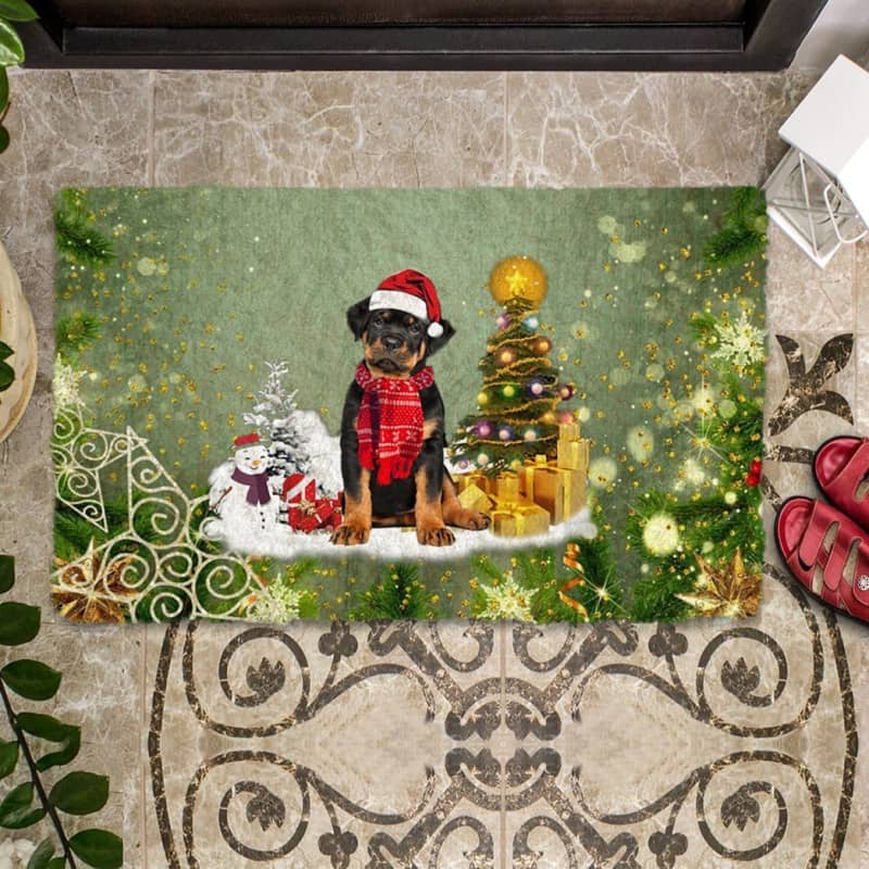 Rottweiler Merry Christmas Doormat