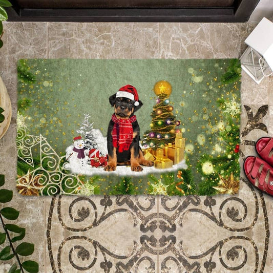 Rottweiler Merry Christmas Doormat