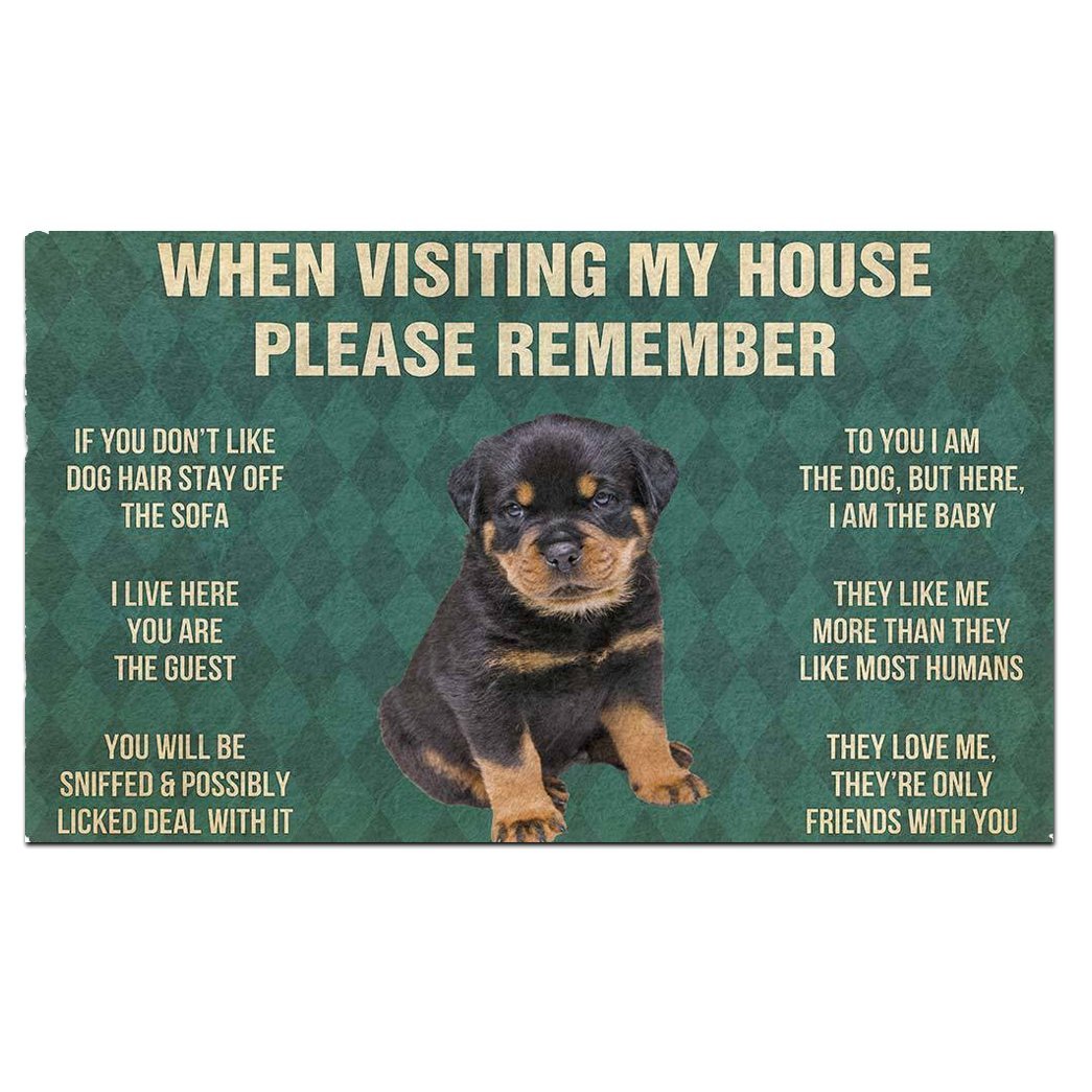 Rottweiler Puppy's Rules Doormat